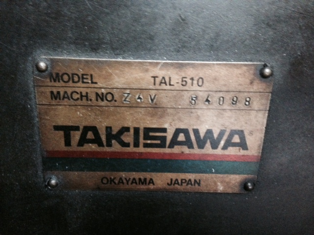 旋盤【24090214】滝沢製旋盤TSL-510型買取