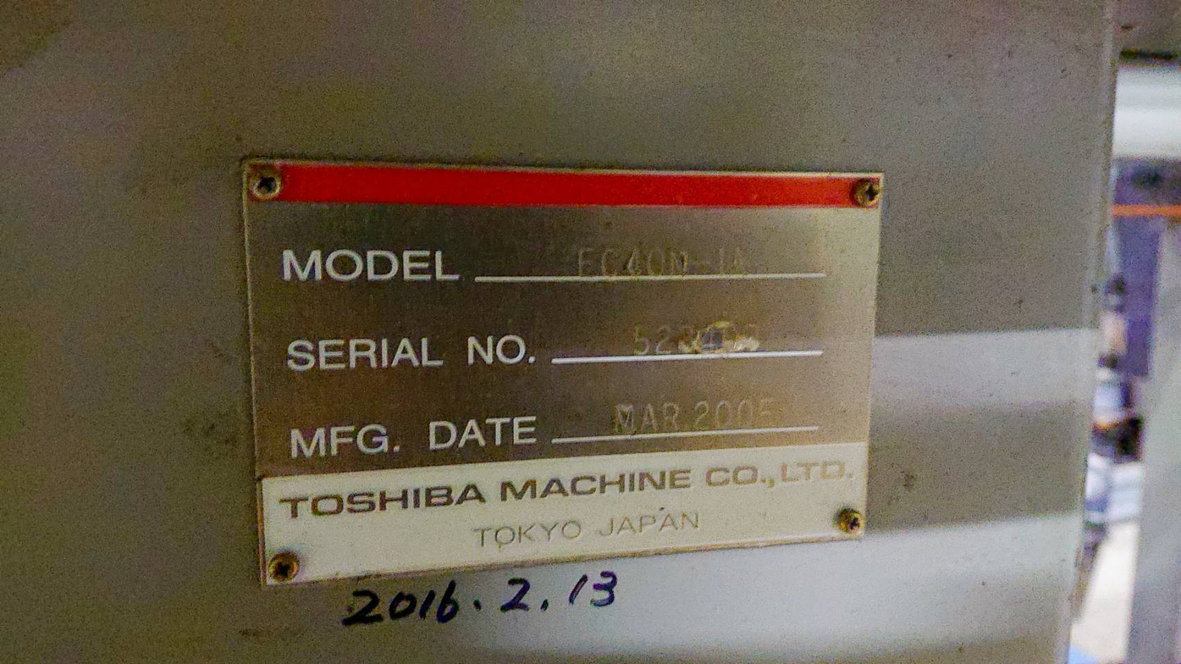 成形機 　東芝製　40トン成型機　EC40N-iA　2005年製